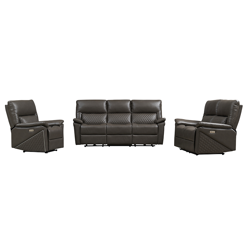 Set sofa sandar elektrik padanan kulit 3 keping kulit