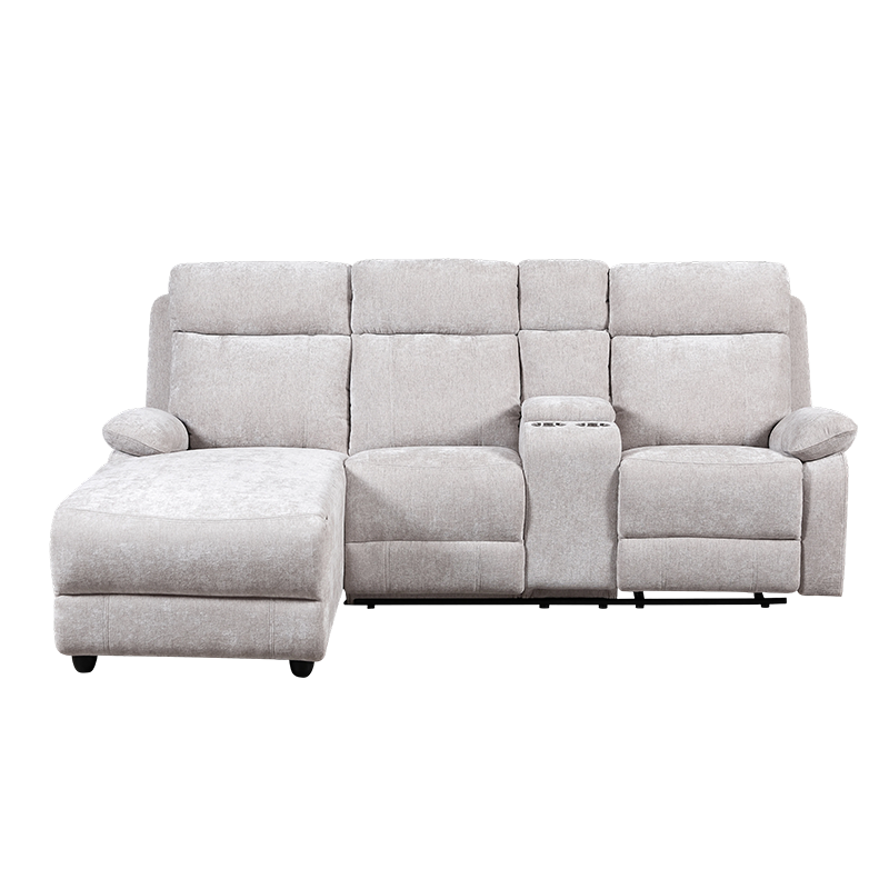 Sofa keratan chaise Chenille dengan ottoman